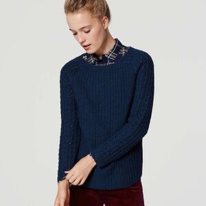 LOFT Cable-Knit Ribbed Sweater – Size S